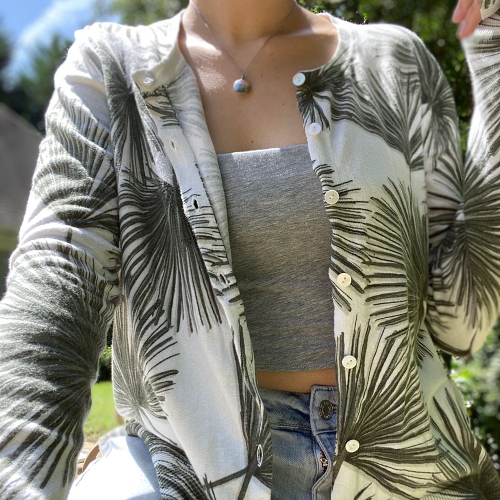 Tropical Palm Floral Cardigan